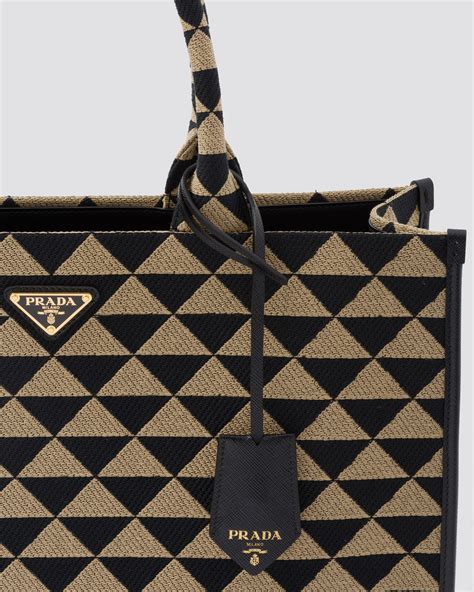 Black/beige Prada Symbole jacquard fabric micro bag 